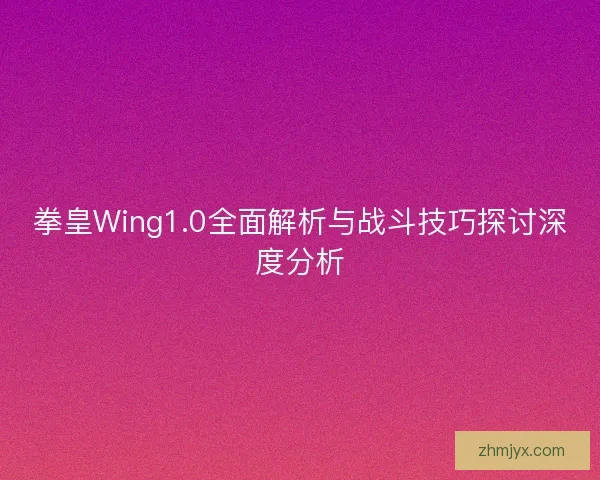 拳皇Wing1.0全面解析与战斗技巧探讨深度分析