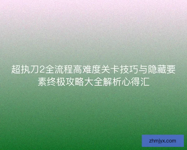 超执刀2全流程高难度关卡技巧与隐藏要素终极攻略大全解析心得汇